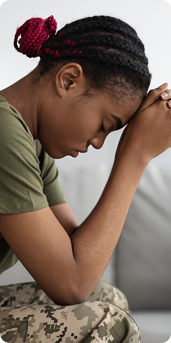 depressed service woman